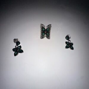 Bronzallure Elegant Green Butterfly Jewelry Set